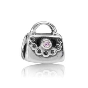 Pandora Retired Purse Charm Pink Cubic Zirconia